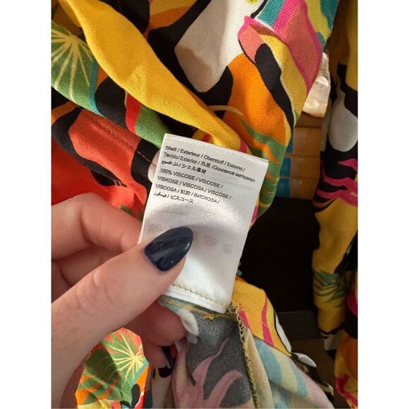 Anthropologie Farm Rio Rainforest Wrap Blouse Toucans Tropical Birds Size Small - Picture 9 of 10